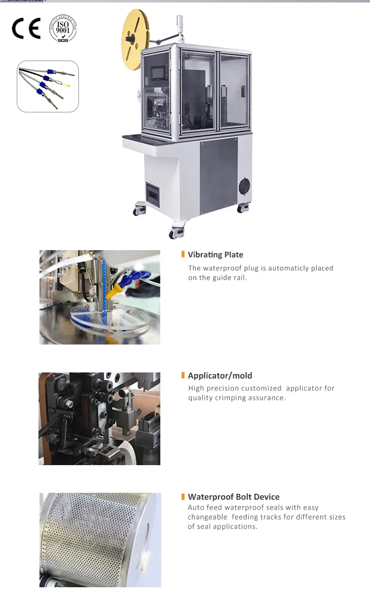 Semi automatic wire stripping seal insertion terminal crimping machine , sheathed cable seal loading machine 반 자동적인 철사 벗기는 물개 삽입 맨끝 주름을 잡는 기계, 넣어진 케이블 물개 선적 기계
